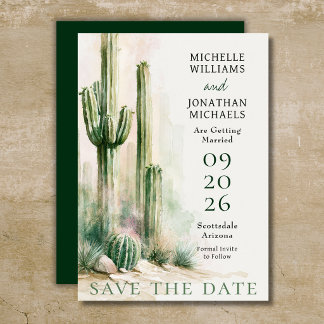 Watercolor Cactus Southwestern Desert Wedding Save The Date