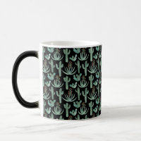Watercolor Cactus & Succulent Desert Pattern Black