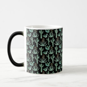 Watercolor Cactus & Succulent Desert Pattern Black Magic Mug
