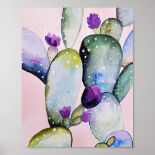 Watercolor Cactus Succulent Floral Poster
