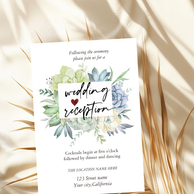 Watercolor Cactus,Succulents Dots Reception  Invitation (Creator Uploaded)