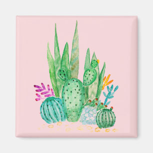 Watercolor , cactus , succulents large  magnet