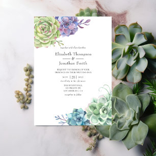 Watercolor Cactus Succulents Wedding Invitation
