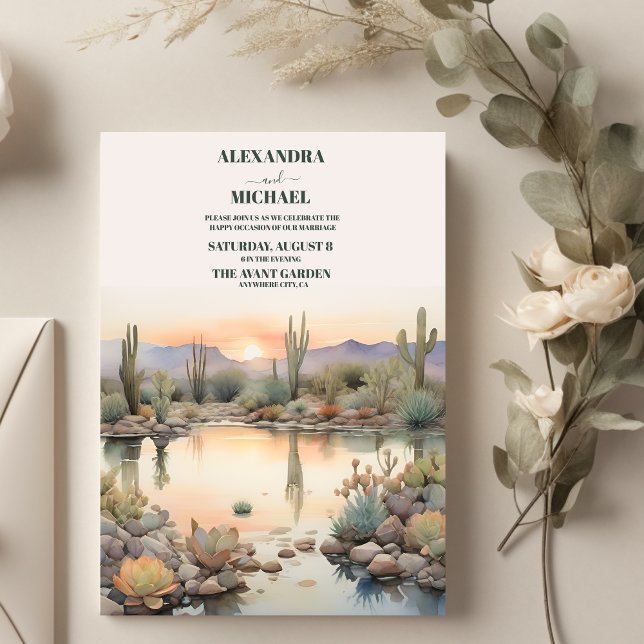  Watercolor Cactus Succulents Wedding Invitation (Creator Uploaded)