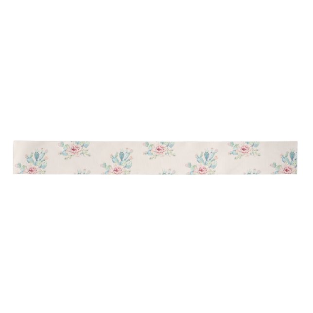 Watercolor Cactus Succulents Wrapping Paper Satin Ribbon (Front)