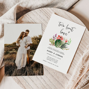 Watercolor Cactus Taco Bout Love Wedding Invitation