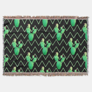 Watercolor Cactus Throw Blanket