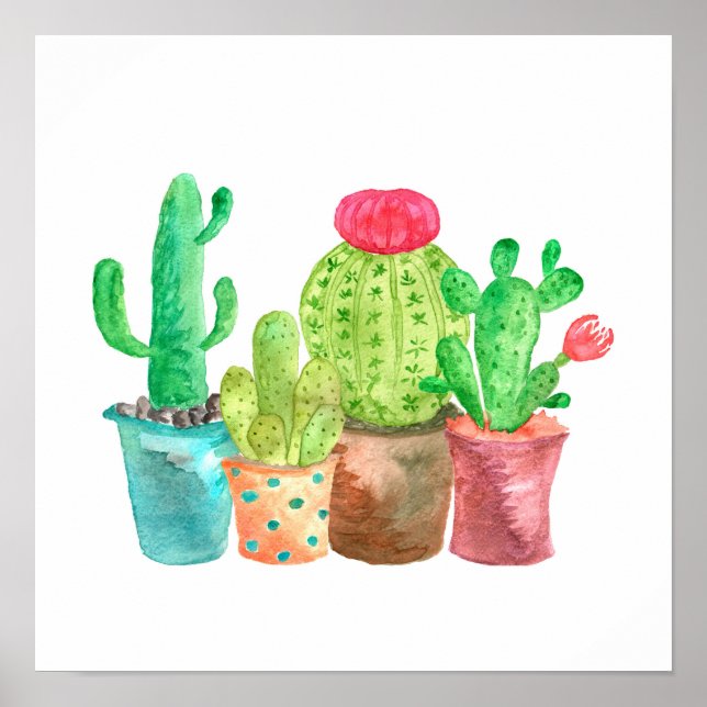 Watercolor Cactus Wall Art (Front)