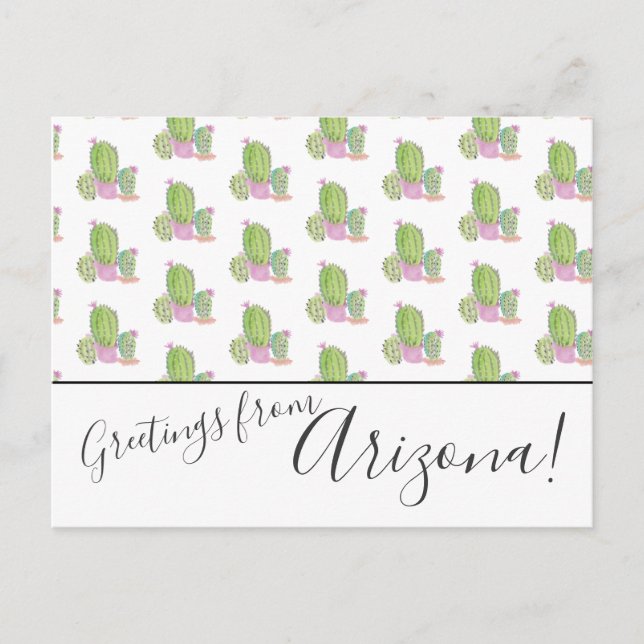 Watercolor Cactus We Moved Arizona Post Cards (Front)