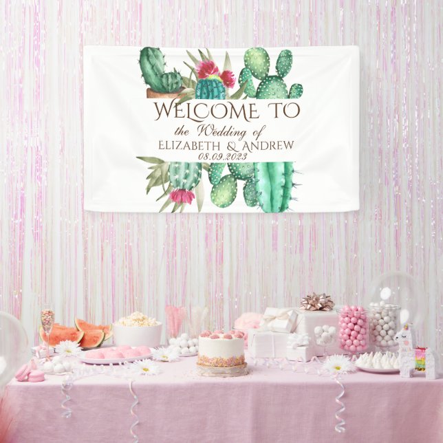 Watercolor Cactus Wedding Banner (Party)