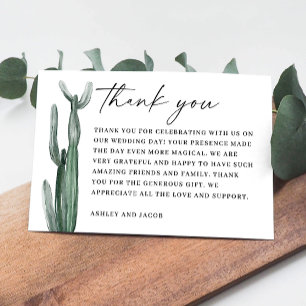 Watercolor Cactus Wedding Desert Botanical Thank You Card