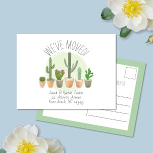 Watercolor Cactus We've Moved Moving Announcement Postcard