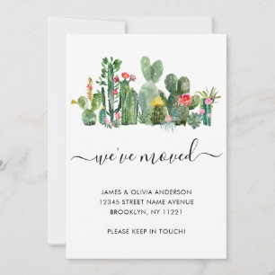 Watercolor Cactus We've Moved New Home Moving Announcement