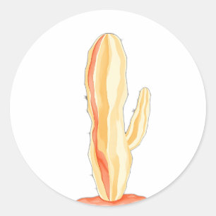 Watercolor Cactus with Starry Glow Classic Round Sticker