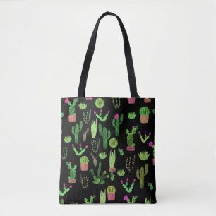 Watercolor Cactuses Plant Seamless Background Tote Bag