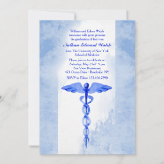 Watercolor Caduceus Invitation