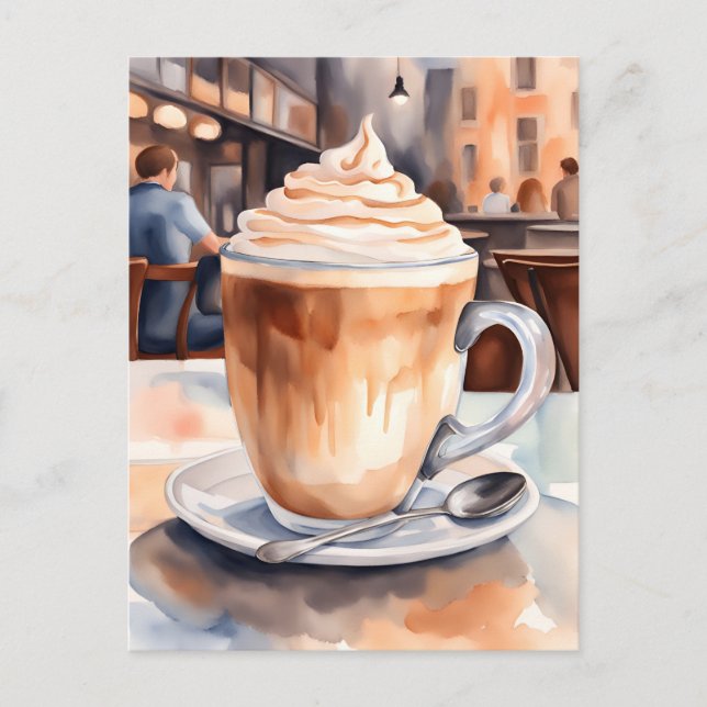 Watercolor, Caffe Latte, Postcrossing Postcard (Front)