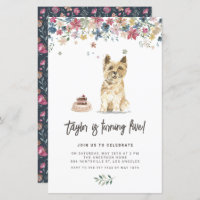 Watercolor Cairn Terrier Dog Birthday Invitation