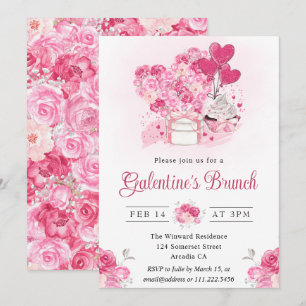 Watercolor Cake and Gifts Galentine's Brunch Invitation