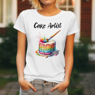 Watercolor Cake Artist for woman baker Bakery  T-Shirt