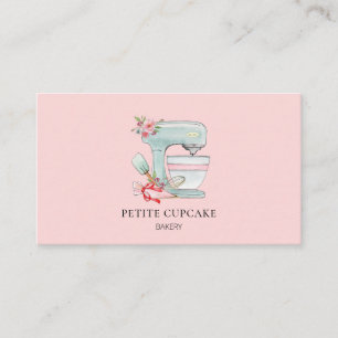 Watercolor Cake mixer logo pink bakery Business Card