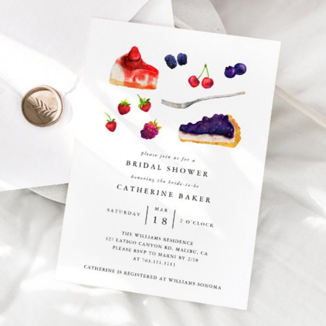 Watercolor Cakes and Fruits Sweet Bridal Shower Invitation (Creator Uploaded)