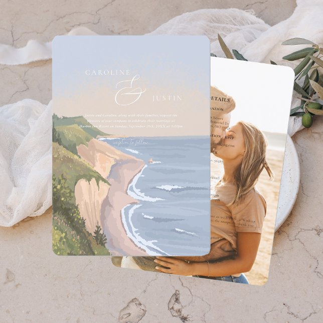 Watercolor California Coast Wedding Invitation (Creator Uploaded)