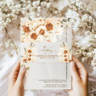 Watercolor Calla Lily & Rose Wedding Invitation Belly Band