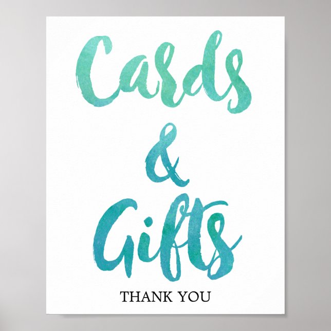 Watercolor Calligraphy Beach Cards and Gifts Sign (Front)