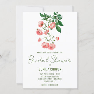 Watercolor Camellia Flower | Bridal Shower Invitation