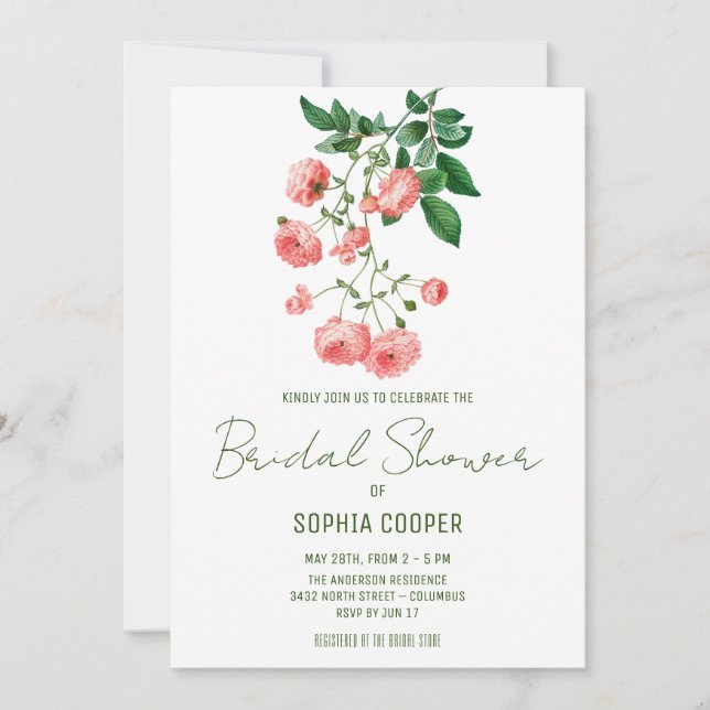 Watercolor Camellia Flower | Bridal Shower Invitation (Front)