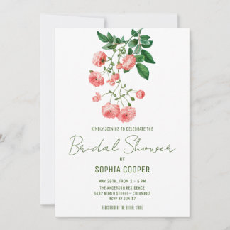 Watercolor Camellia Flower | Bridal Shower Invitation