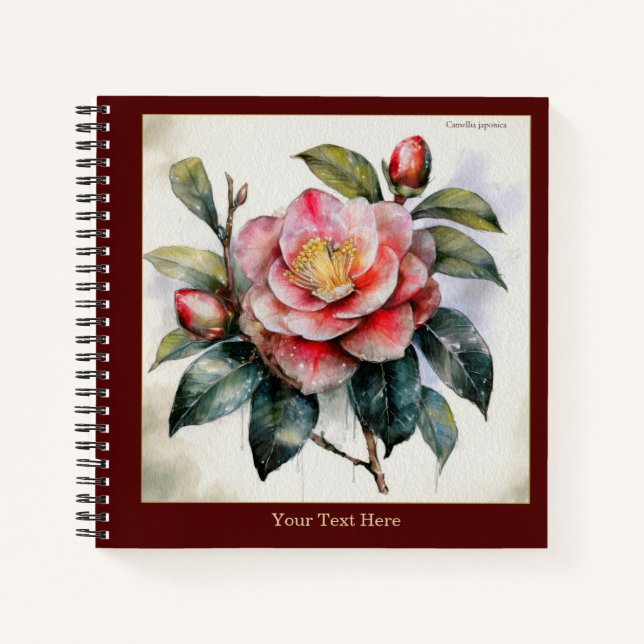 Watercolor Camellia Japonica Notebook #3 (Front)
