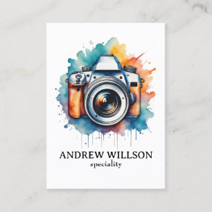 watercolor camera photographer  business card