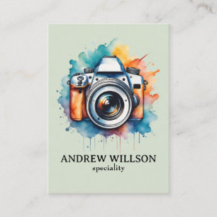 watercolor camera photographer  business card