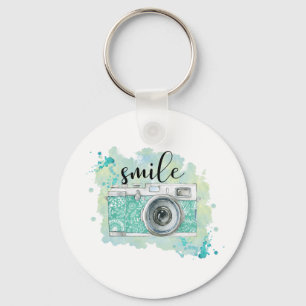 Watercolor Camera Photography Key Ring