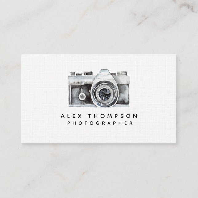 Watercolor Camera Professional Photographer Business Card (Front)