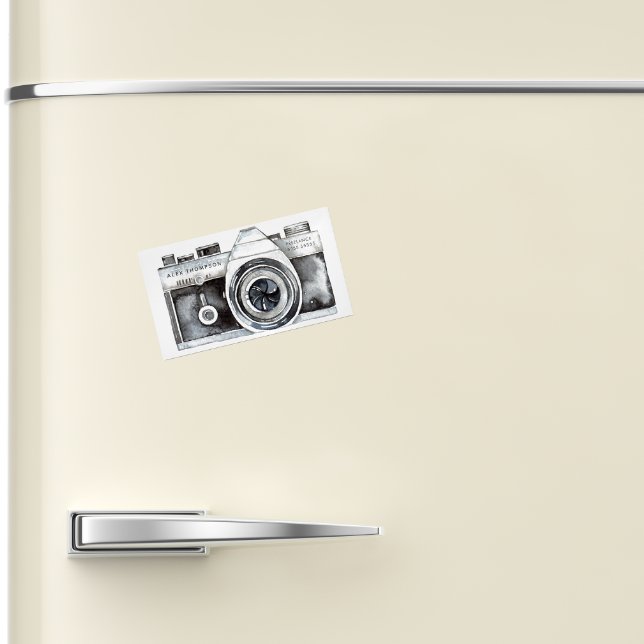 Watercolor Camera Professional Photographer Magnetic Business Card (Fridge Magnet business/profile/contact cards for photographers)
