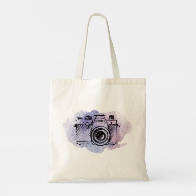 Watercolor Camera Professional Photography Tote Bag (Back)