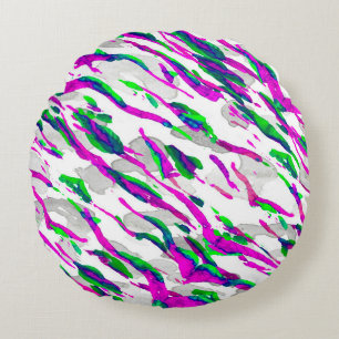 Watercolor Camouflage Design. Abstract Safari Tile Round Cushion