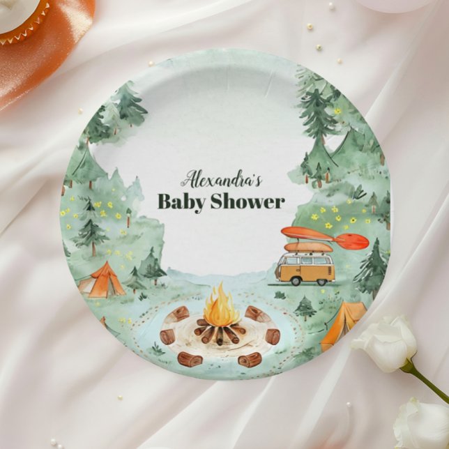 Watercolor Camping Baby Shower Paper Plate (Creator Uploaded)