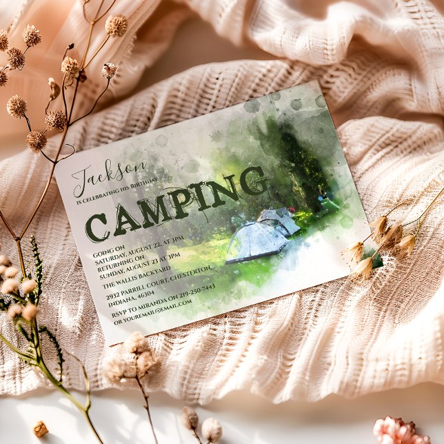 Watercolor Camping Birthday Invitation (Creator Uploaded)