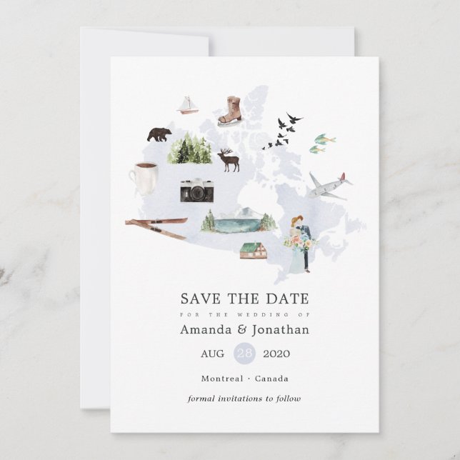 Watercolor Canada Destination Wedding Save The Date (Front)