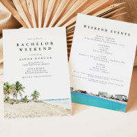 Watercolor Cancun Mexico Beach Tropical Bachelor