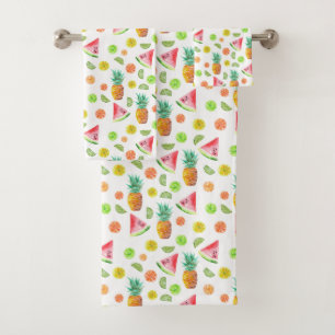 Watercolor Candied Fruit Pattern Bath Towel Set