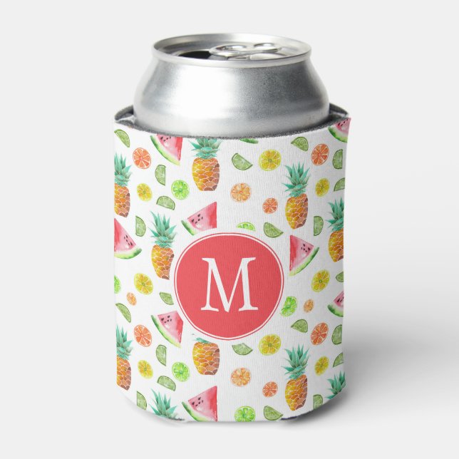 Watercolor Candied Fruit Pattern Can Cooler (Can Front)