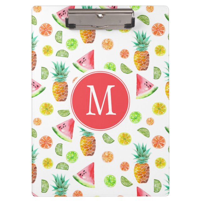 Watercolor Candied Fruit Pattern Clipboard (Front)