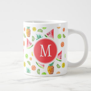 Watercolor Candied Fruit Pattern Large Coffee Mug