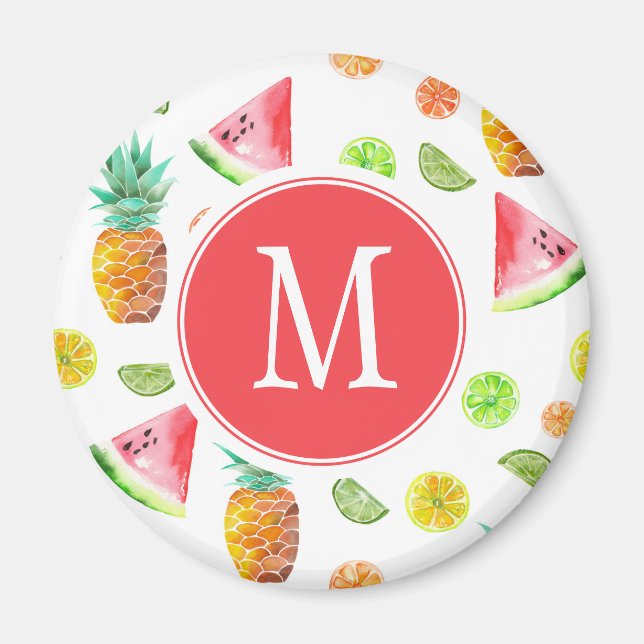 Watercolor Candied Fruit Pattern Magnet (Front)