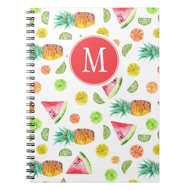 Watercolor Candied Fruit Pattern Notebook (Front)